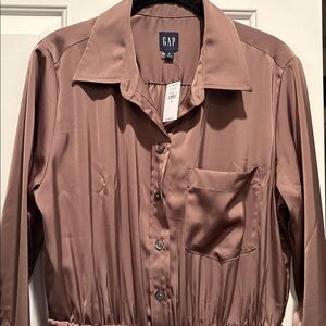 NWT Gap Satin Jumpsuit, size M, silky taupe